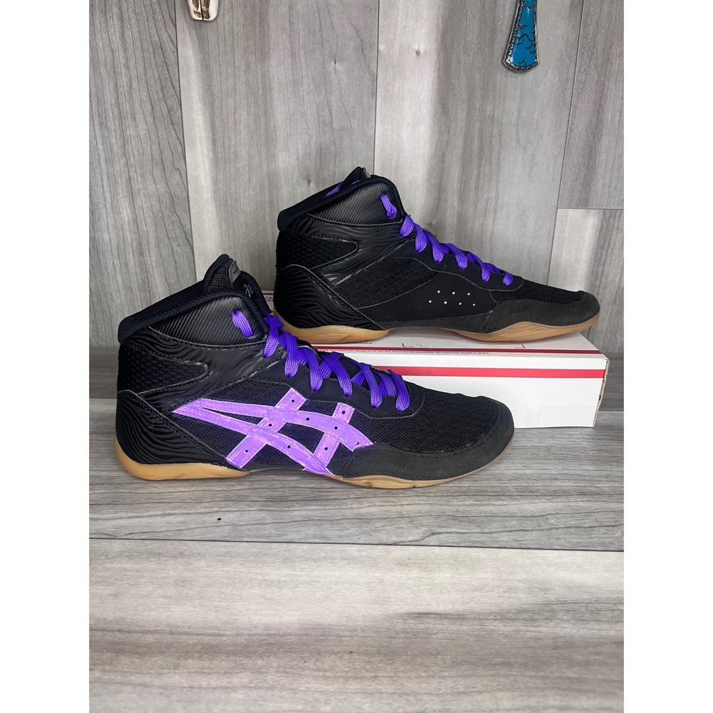ASICS Matflex Zebra Stripes Custom Wrestling Shoes Mens 10.5 Black Purple Gum